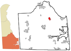 Sussex County Delaware incorporated and unincorporated areas Milton highlighted